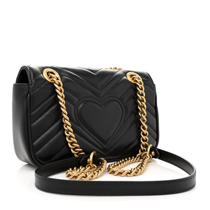 Gucci Calfskin Matelasse Mini GG Marmont Shoulder Bag Black 3 of 12