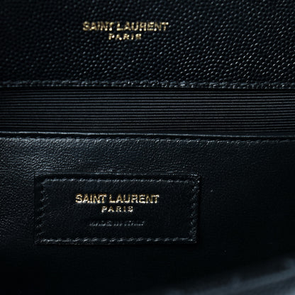 Saint Laurent Grain De Poudre Textured Mixed Matelasse Triquilt Medium Monogram Satchel Black 8 of 11
