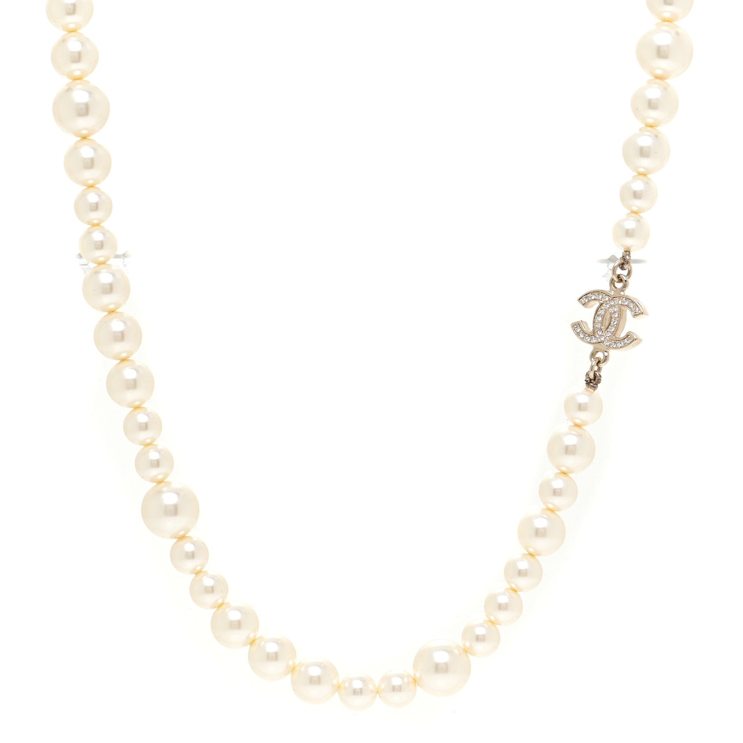 Chanel Graduated Pearl CC Long Necklace Gold 1 of 5