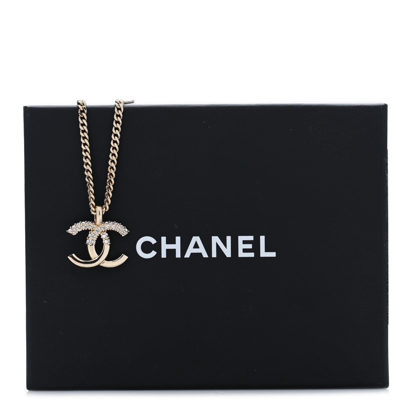 Crystal Logo CC Chain Necklace Gold