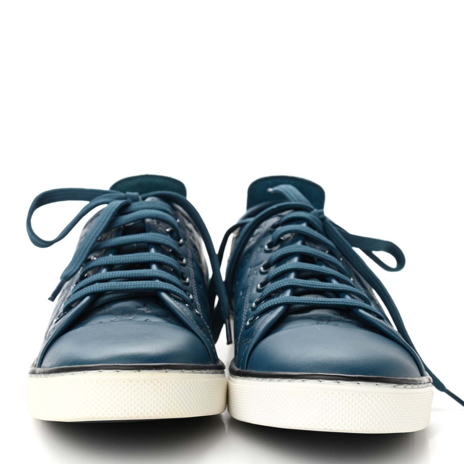 Louis Vuitton Calfskin Embossed Monogram Punchy Sneakers 37 Blue 2 of 8
