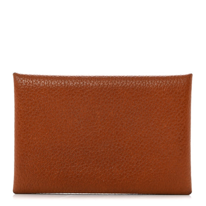 Hermes Barenia Faubourg Verso Calvi Card Case Fauve Rubis 1 of 7