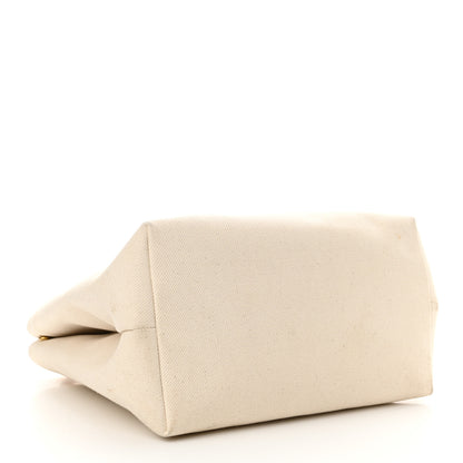 Celine Canvas Calfskin Logo Print Small Horizontal Cabas Natural Tan 4 of 16