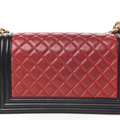 Chanel Lambskin Quilted Medium Boy Flap Red Black 10 of 14