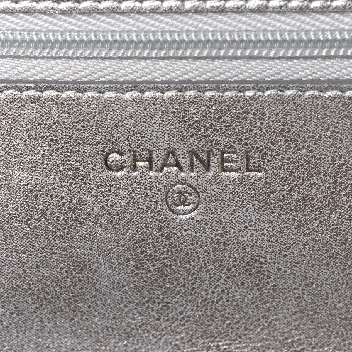 Chanel Metallic Lambskin Quilted Wallet On Chain WOC Silver 5 of 11