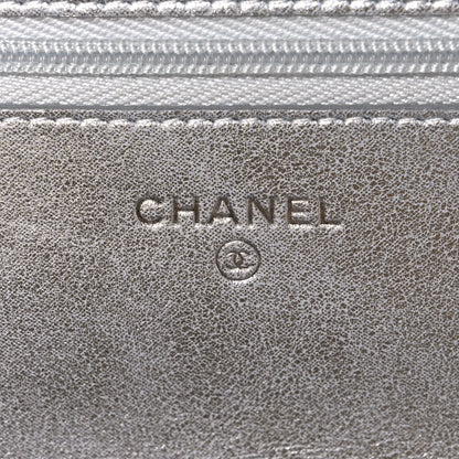 Chanel Metallic Lambskin Quilted Wallet On Chain WOC Silver 5 of 11