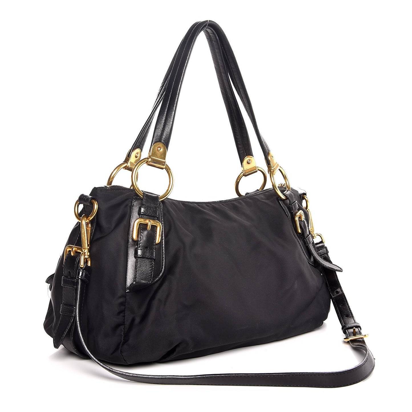 Tessuto Nylon Jacquard Logo Aviator Satchel Black