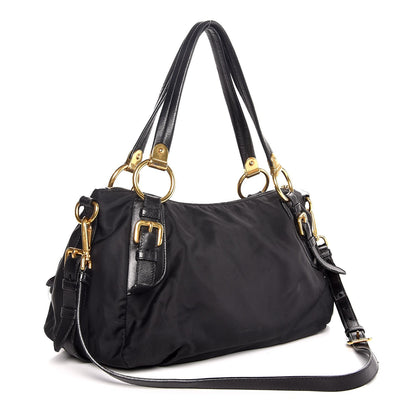 Prada Tessuto Nylon Jacquard Logo Aviator Satchel Black 4 of 15