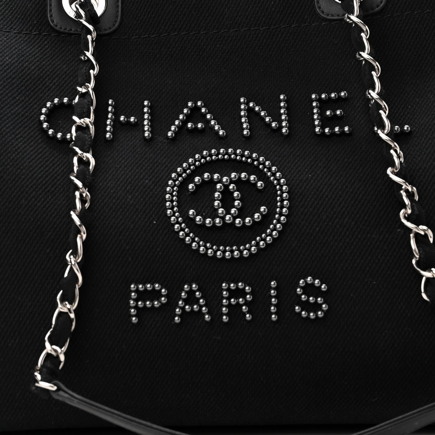Chanel Canvas Pearl Medium Deauville Tote Black 8 of 11