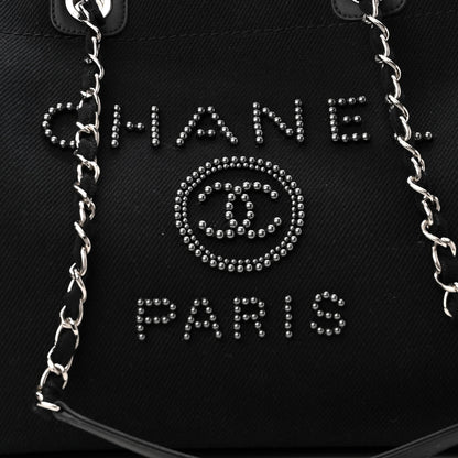 Chanel Canvas Pearl Medium Deauville Tote Black 8 of 11