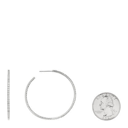 Roberto Coin 18K White Gold Diamond 1.75ctw Inside Out Hoop Earrings 2 of 5