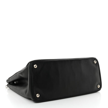 Prada City Calf Bi-Color Medium Galleria Double Zip Tote Black Celeste 4 of 18