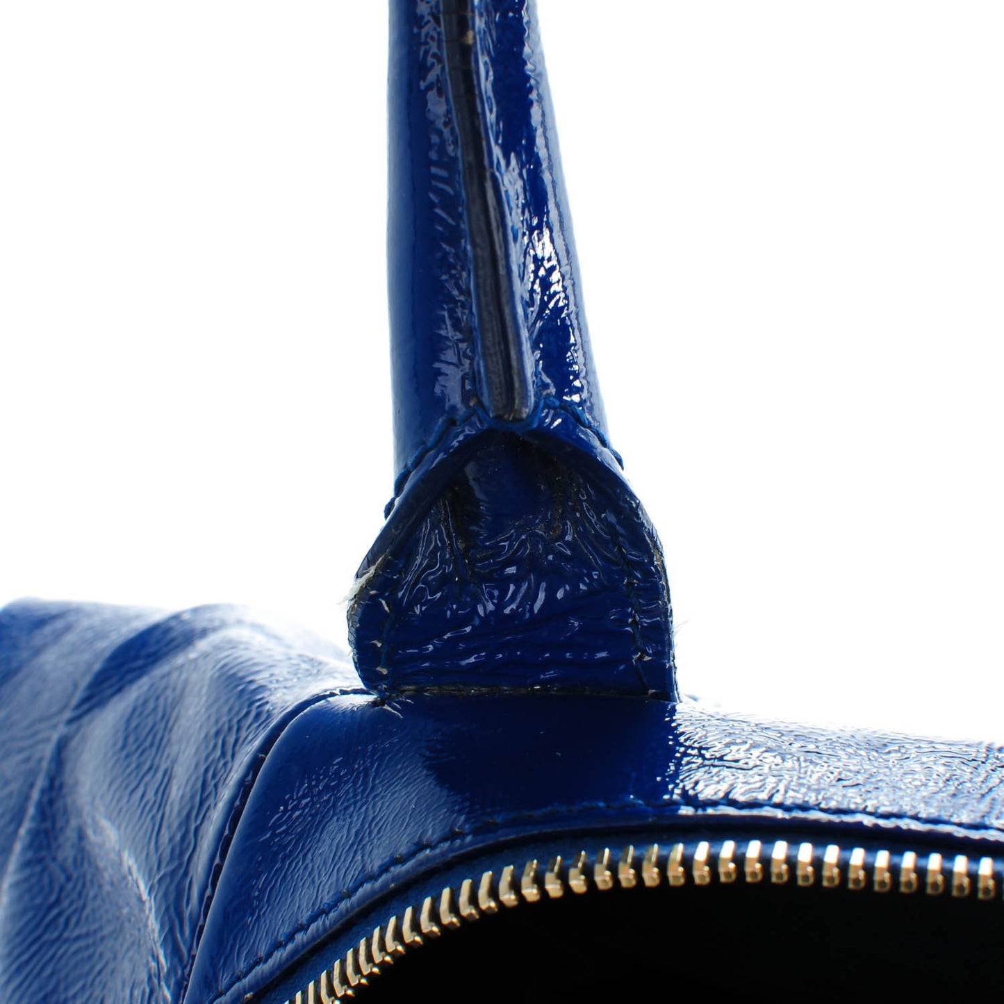 Textured Patent Medium Easy Sac Majorelle Blue