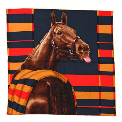 Hermes Cashmere Silk Rocabar De Rire Scarf 100 Anthracite Rouge Paille 1 of 3