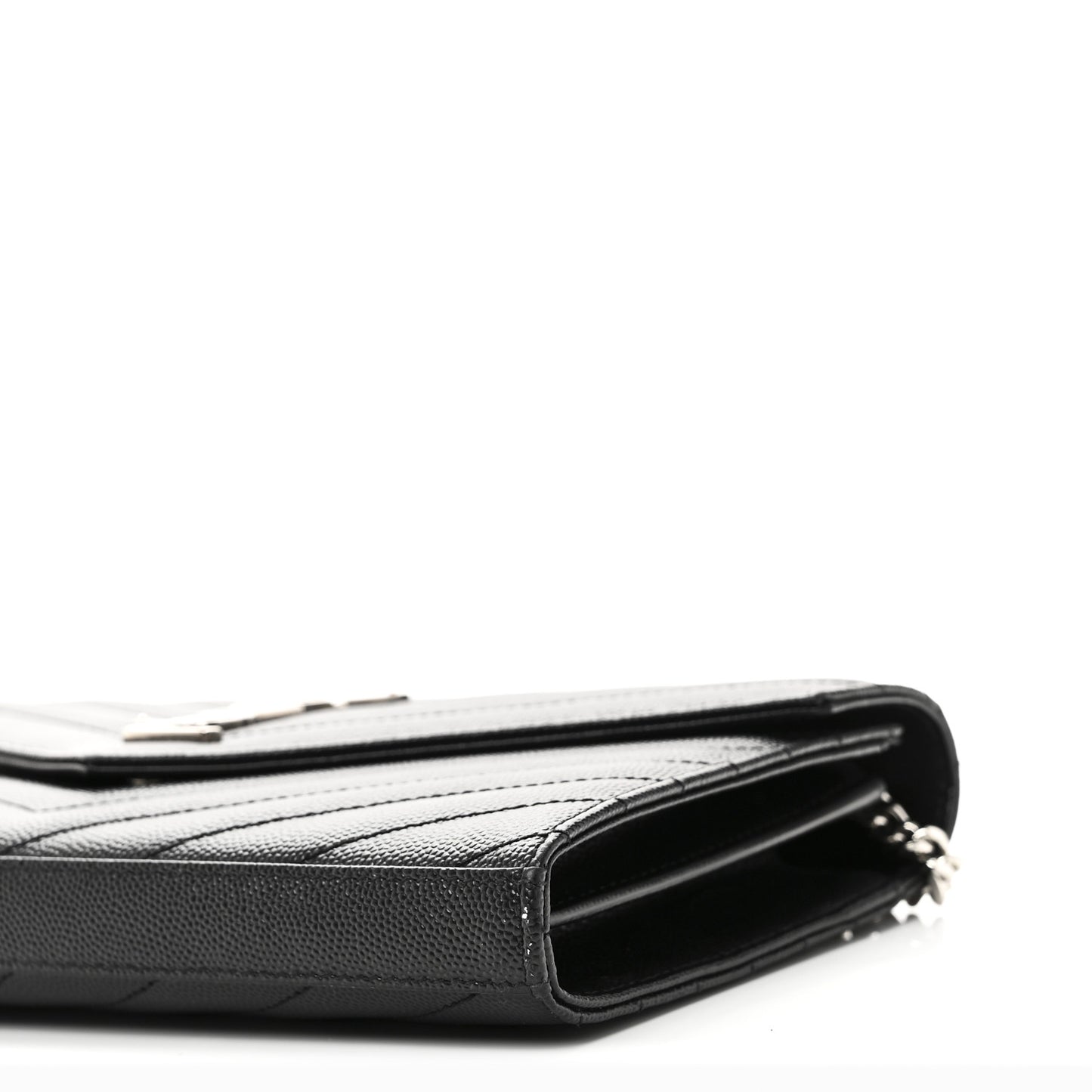 Grain De Poudre Matelasse Chevron Monogram Chain Wallet Black