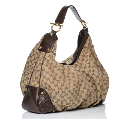 Gucci Monogram Large Jockey Hobo Dark Brown 3 of 14