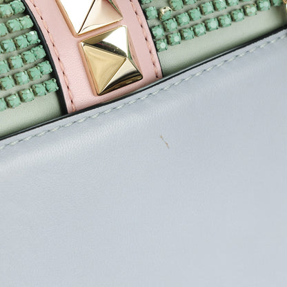 Valentino Garavani Vitello Crystal Embellished Watercolor Small Glam Lock Rockstud Flap Rose Green Yellow Sky 4 of 10