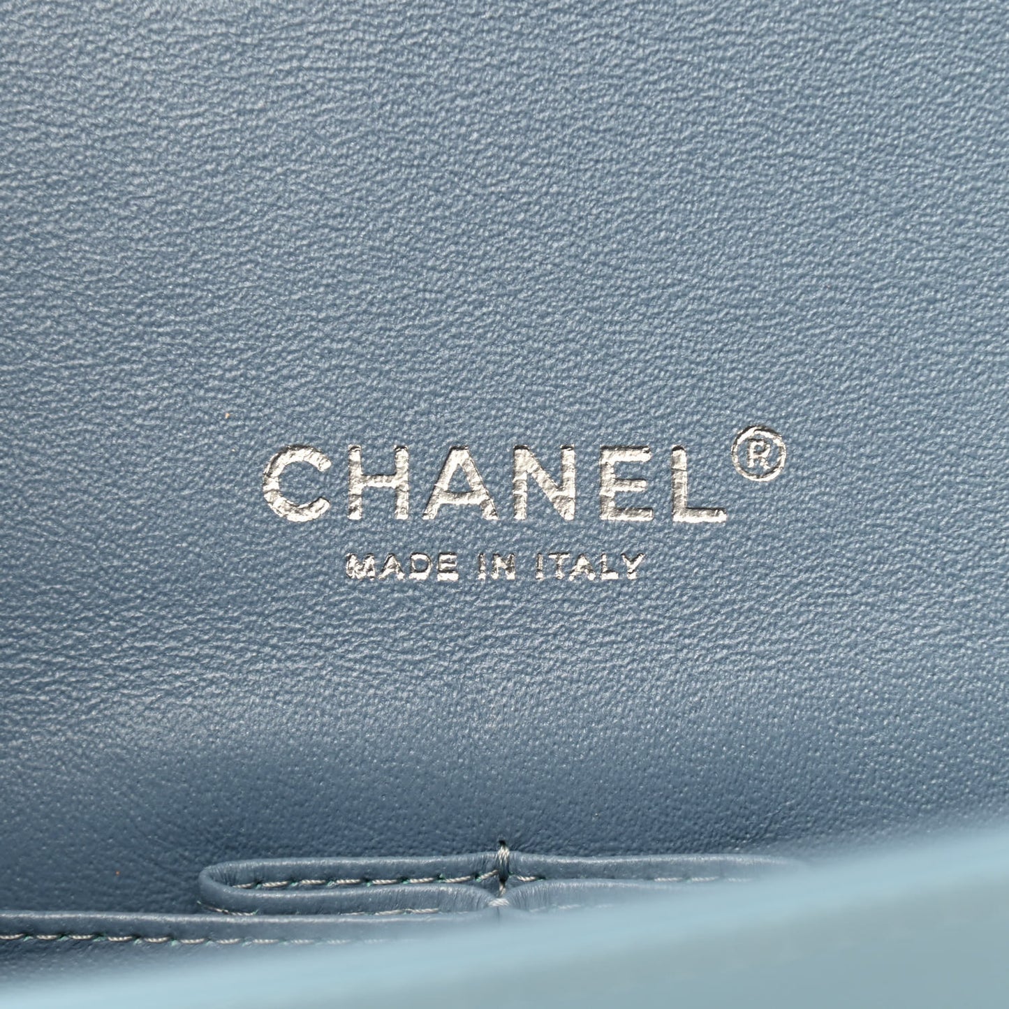 Patent Quilted Maxi Double Flap Light Blue