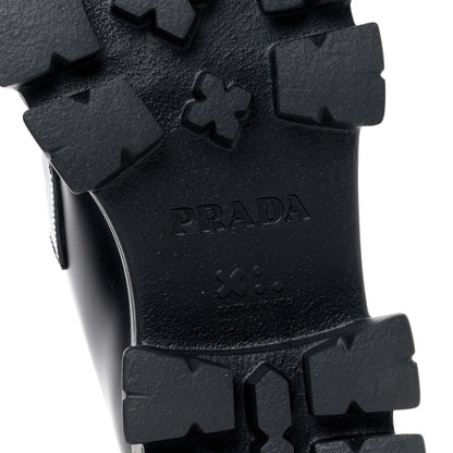 Prada Spazzolato Rois Triangle Monolith 55mm Loafers 39.5 Black Argento 6 of 11