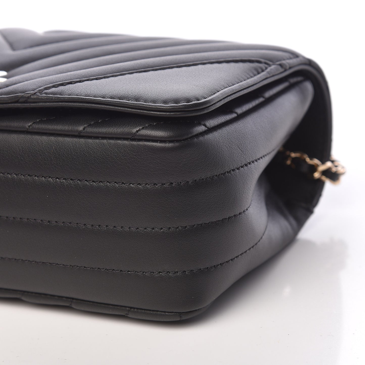Calfskin Chevron Quilted Mini Statement Flap Black