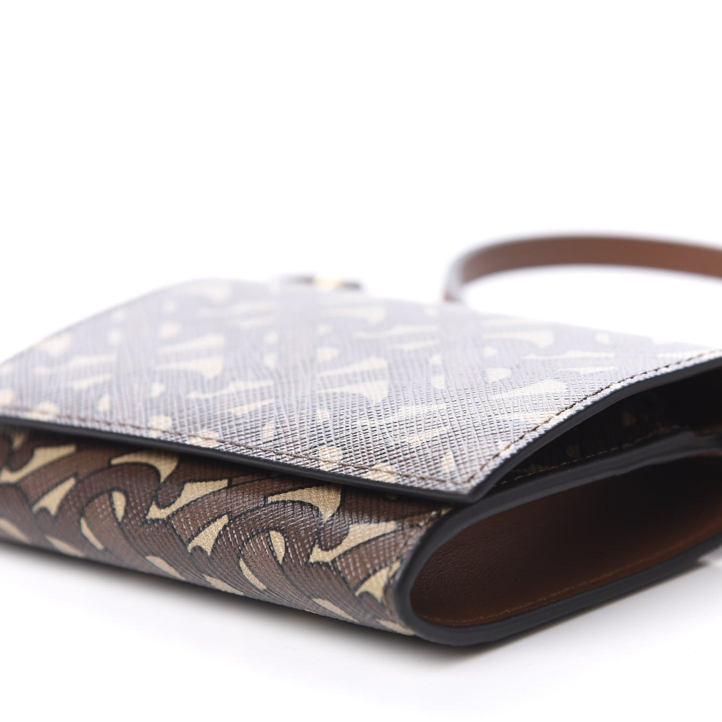 E-Canvas Monogram Small Wallet with Strap Bridle Brown