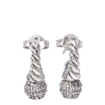 David Yurman Sterling Silver 18K Yellow Gold Pave Diamond Shrimp Earrings 1 of 4