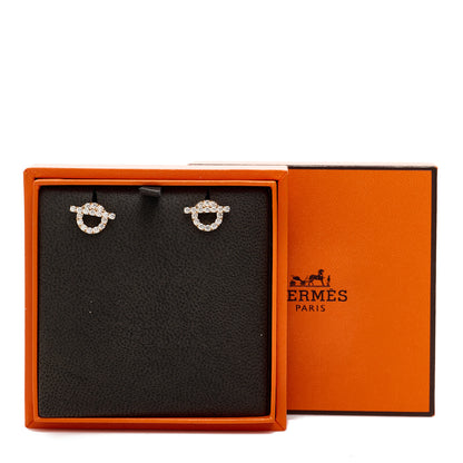 Hermes 18K Rose Gold Diamond Finesse Earrings 5 of 5
