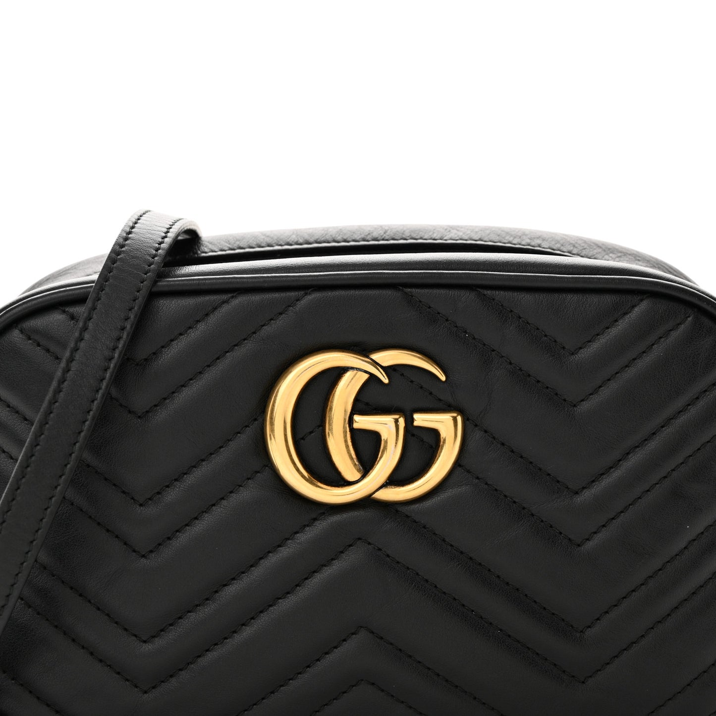 Calfskin Matelasse Small GG Marmont Chain Shoulder Bag Black