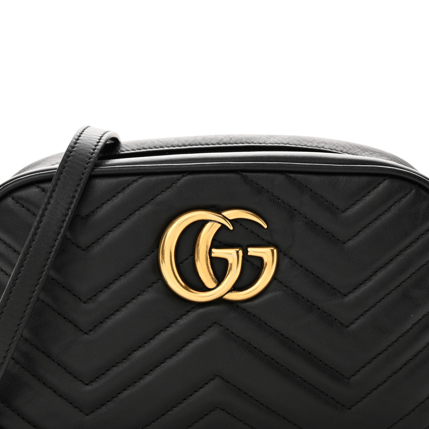 Gucci Calfskin Matelasse Small GG Marmont Chain Shoulder Bag Black 9 of 15