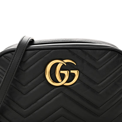 Gucci Calfskin Matelasse Small GG Marmont Chain Shoulder Bag Black 9 of 15