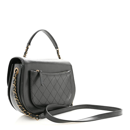 Chanel Shiny Calfskin Goatskin Quilted Medium Coco Curve Messenger Flap Black 3 of 13