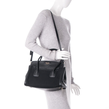 Prada Canapa Saffiano Shoulder Bag Nero Black 2 of 7