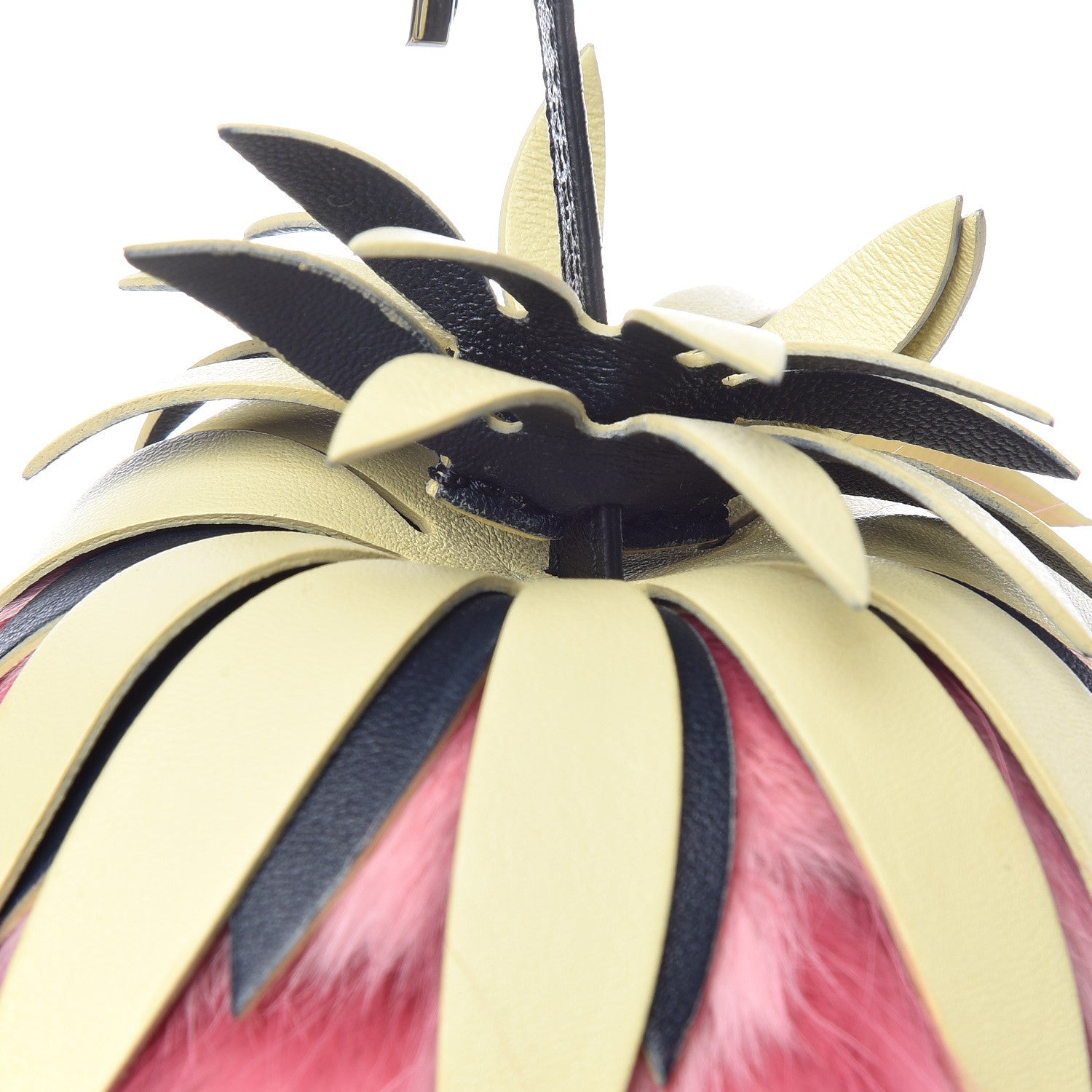 Fendi Fox Rabbit Fur Nappa Pineapple Bag Charm Rosa Scuro Banana Multicolor 5 of 6