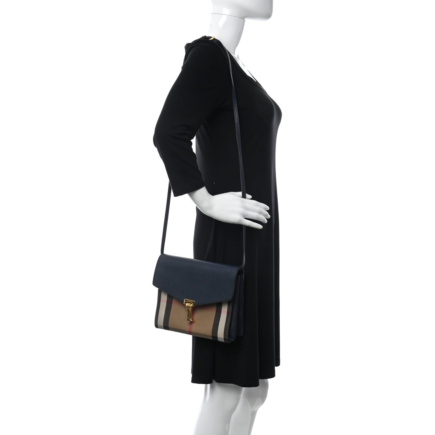 Burberry Derby Calfskin House Check Small Macken Crossbody Bag Ink Blue 2 of 12