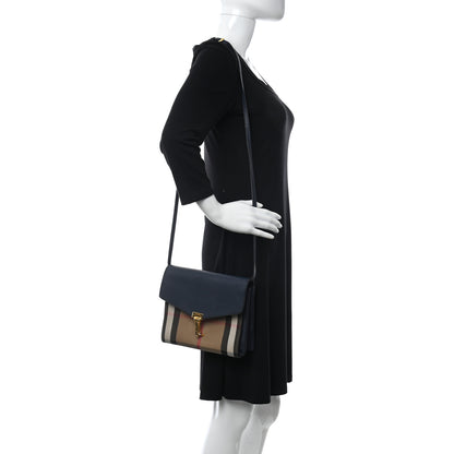 Burberry Derby Calfskin House Check Small Macken Crossbody Bag Ink Blue 2 of 12