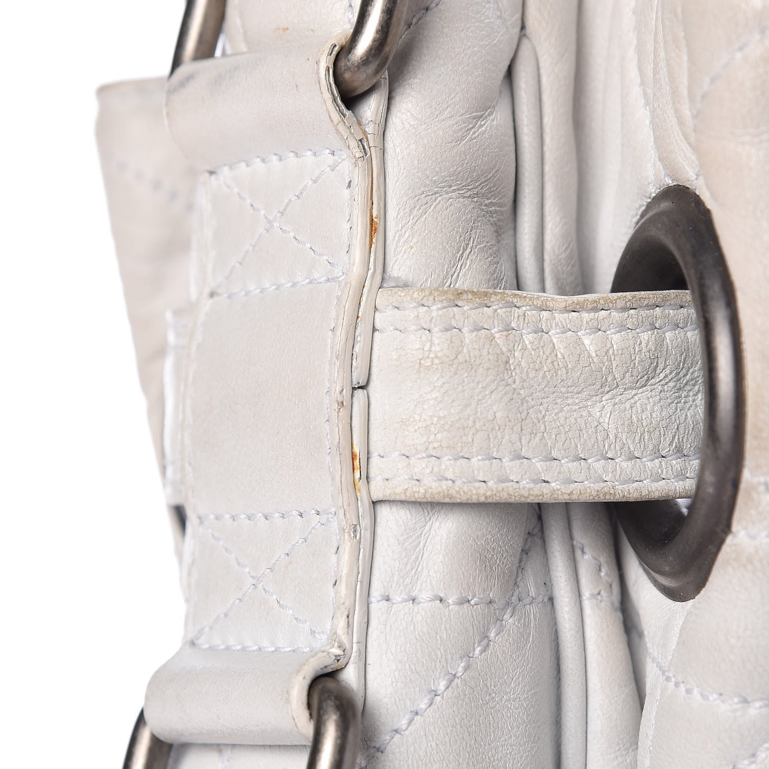 Christian Dior Lambskin Cannage Drawstring Bag White 23 of 24
