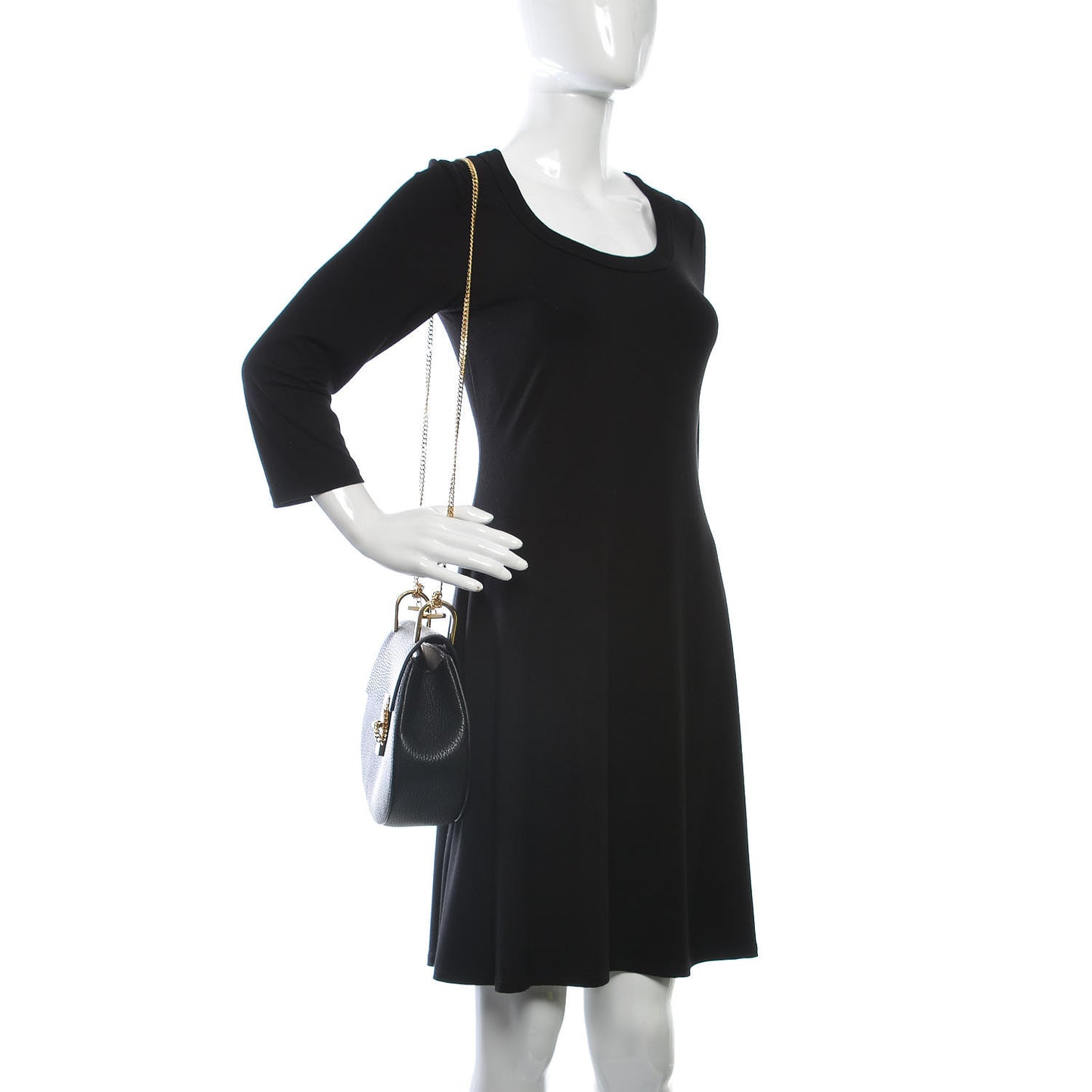 Grained Lambskin Drew Shoulder Bag Black