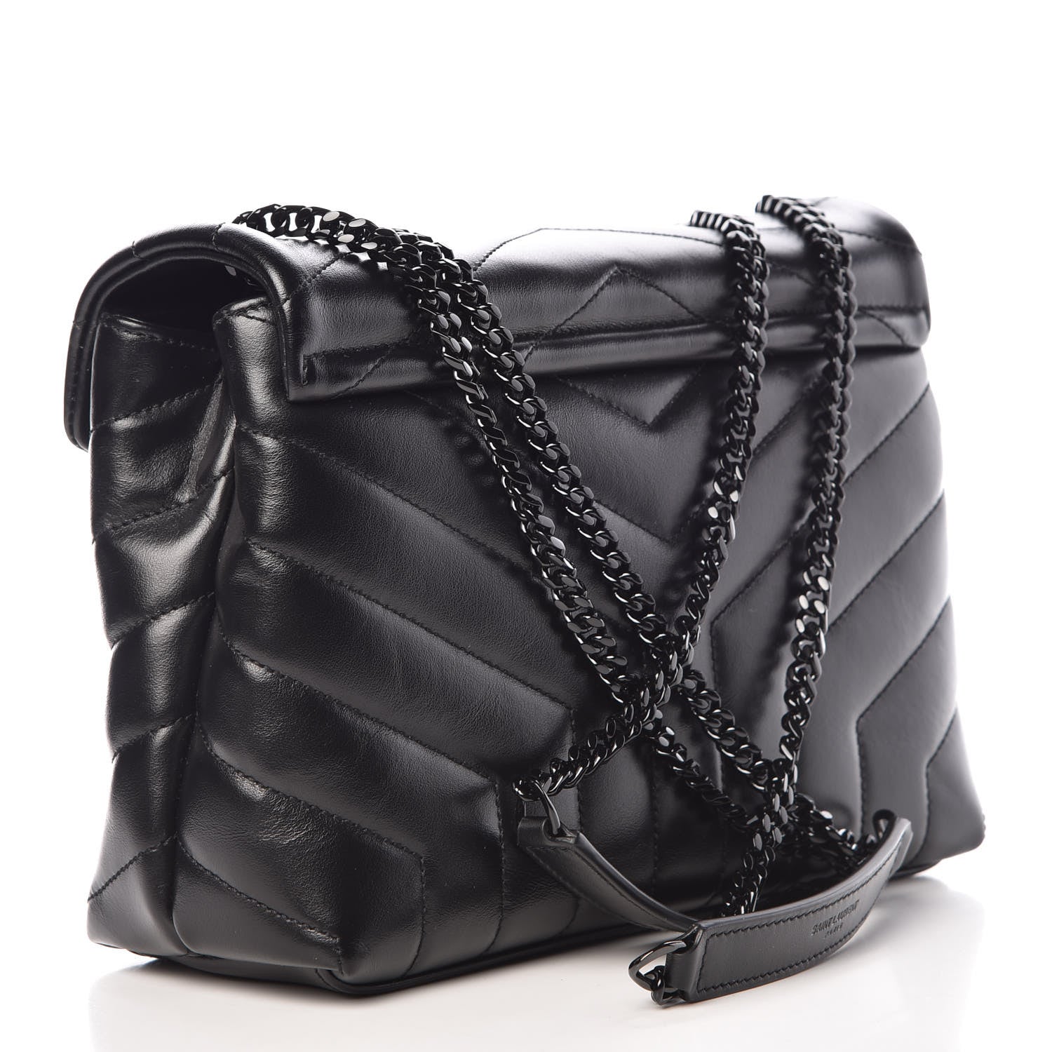 Saint Laurent Calfskin Y Quilted Monogram Small Loulou Chain Satchel Black 3 of 11