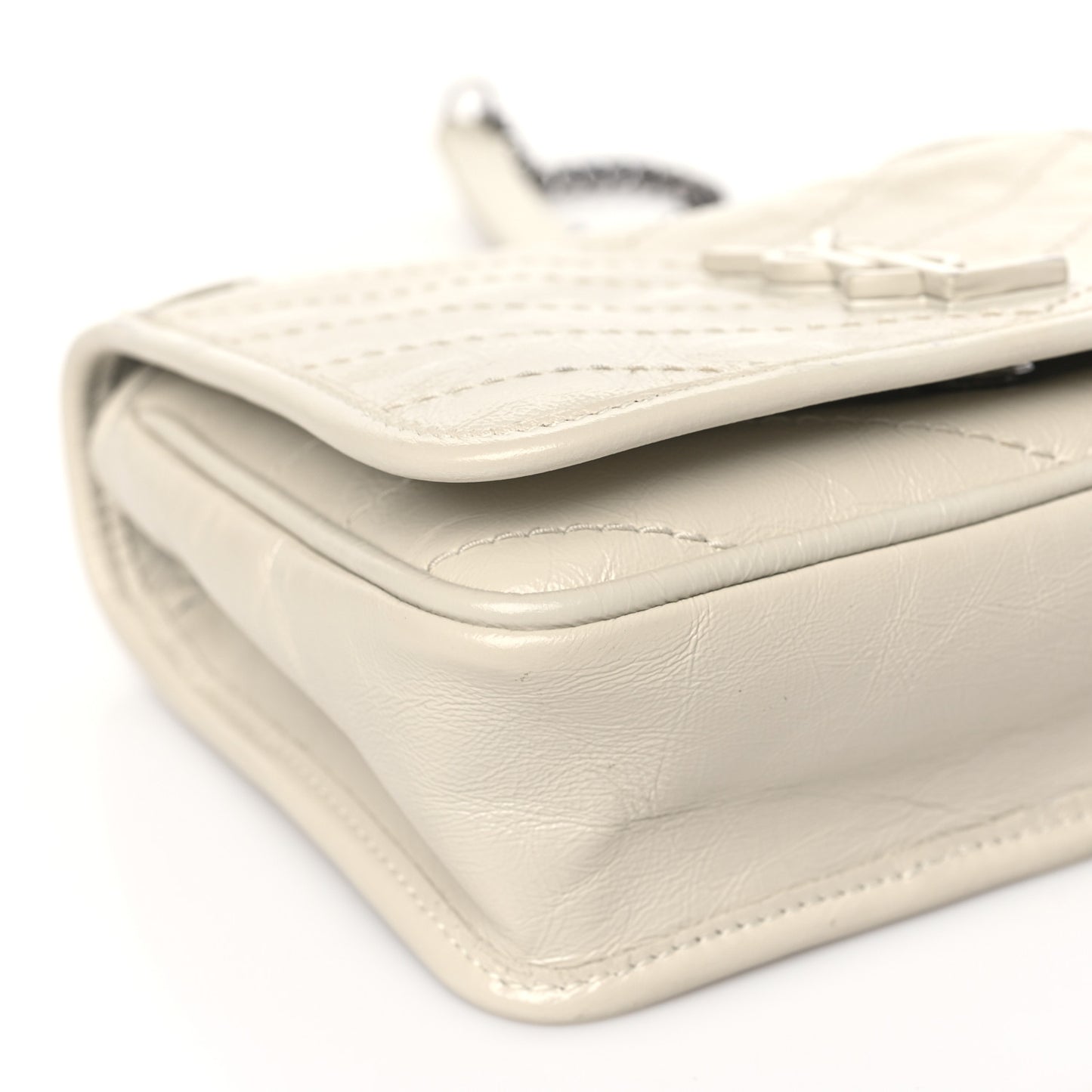 Crinkled Calfskin Matelasse Monogram Niki Chain Wallet Crema Soft