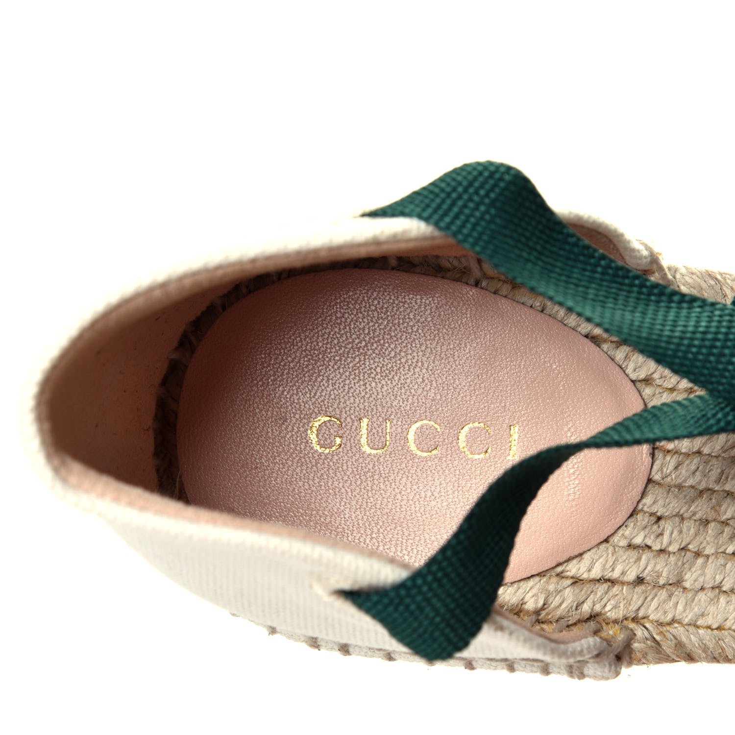 Gucci Canvas Malaga Kid Web Ankle Wrap Espadrille Wedge Sandals 40.5 Green Red Mystic White Emerald 8 of 11