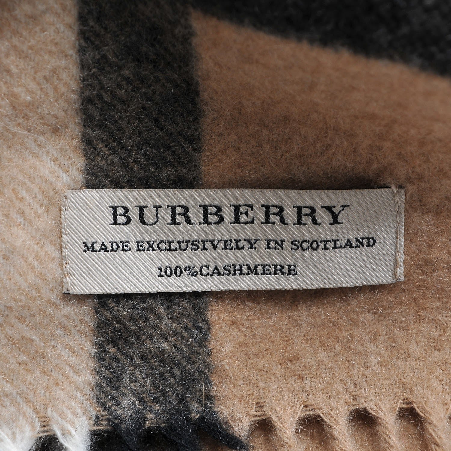 Burberry Cashmere Giant Check Fringe Scarf Camel 4 of 5