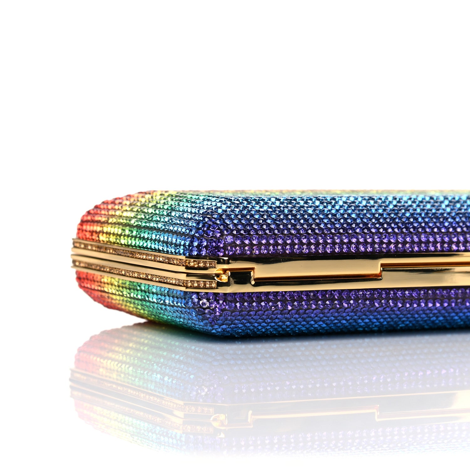 Judith Leiber Swarovski Crystal Minaudiere Clutch Gold Multicolor 7 of 9