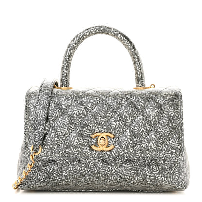 Chanel Metallic Caviar Quilted Mini Coco Handle Flap Silver 1 of 11