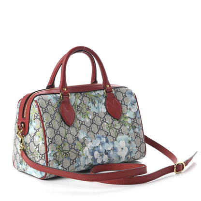 Gucci GG Supreme Monogram Blooms Small Boston Beige Blue Navy Hibiscus Red 3 of 10