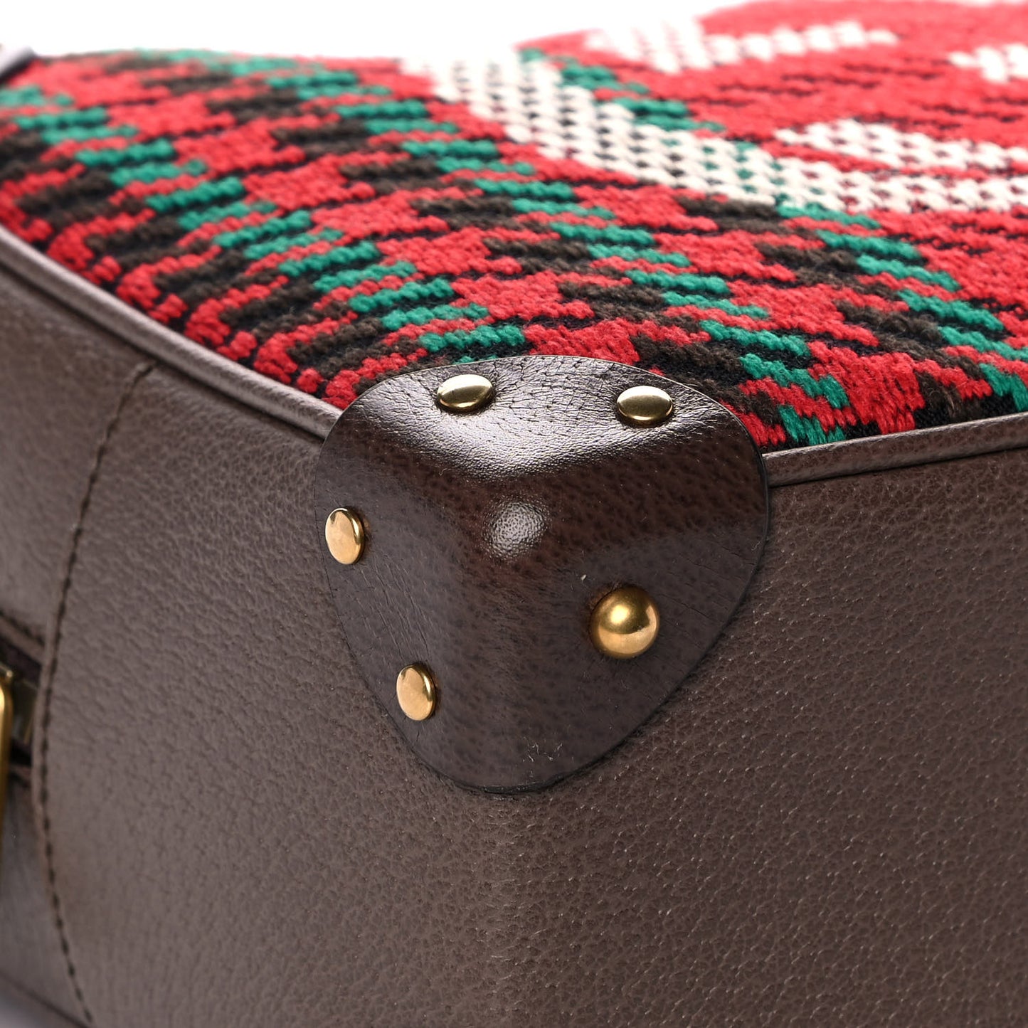 Cotton Wool Textured Calfskin Houndstooth Woven Square Messenger Bag Red Green Ivory Multicolor New Acero