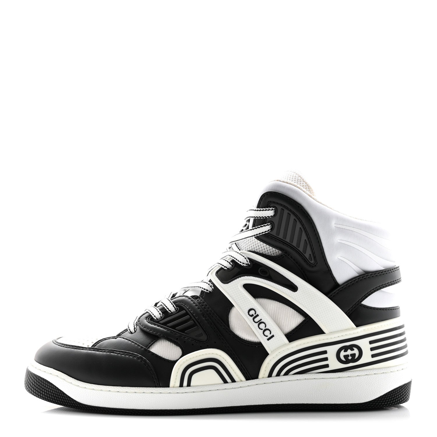 Gucci Evolution Fabric Mens Basket High Top Sneakers 11 Black White 1 of 9