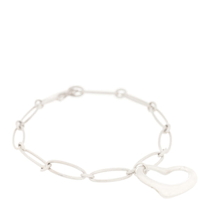 Tiffany Sterling Silver Elsa Peretti Open Heart Oval Link Charm Bracelet 1 of 3