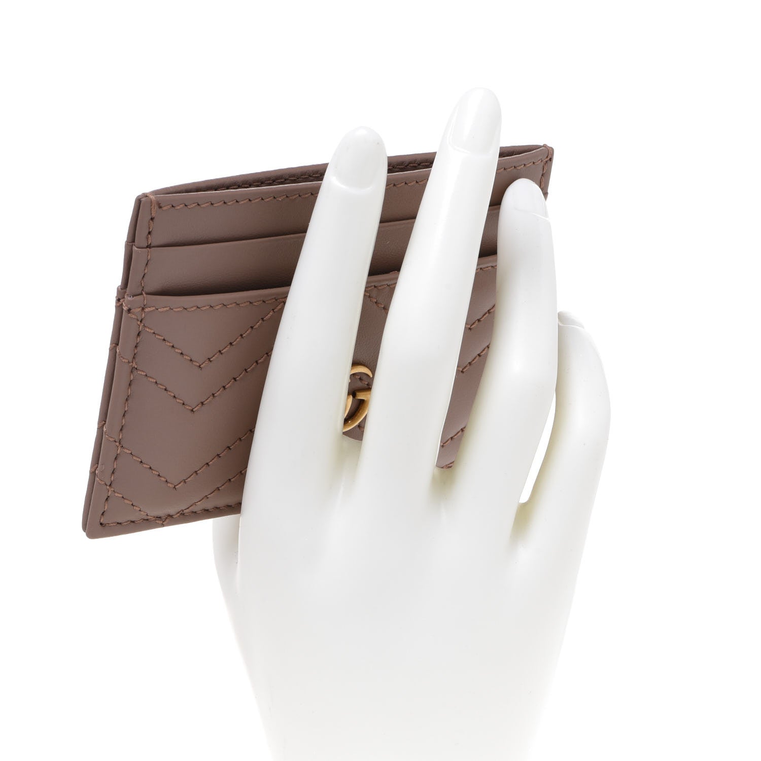 Gucci Calfskin Matelasse GG Marmont Card Holder Porcelain Rose 2 of 7