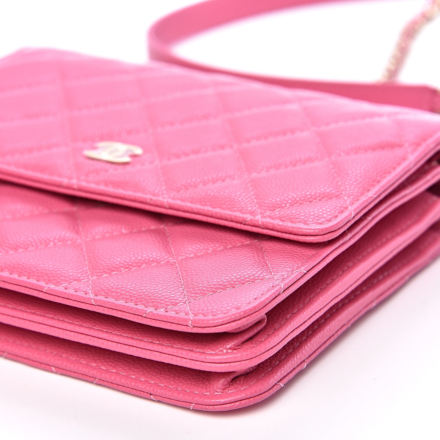Chanel Caviar Quilted Square Wallet On Chain WOC Pink 9 of 10