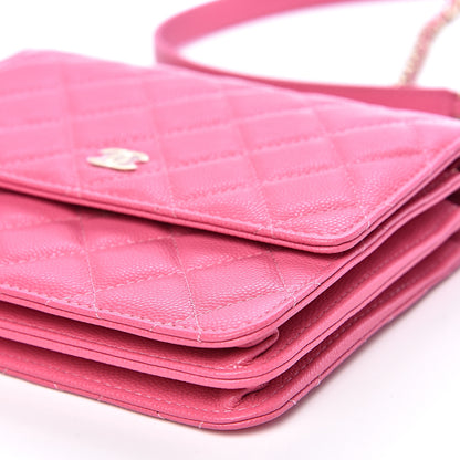 Chanel Caviar Quilted Square Wallet On Chain WOC Pink 9 of 10